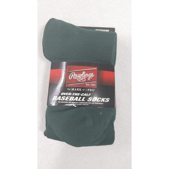 Rawlings Baseball Socks (2 Pair), Green Medium Youth Over The Calf New - Picture 1 of 2
